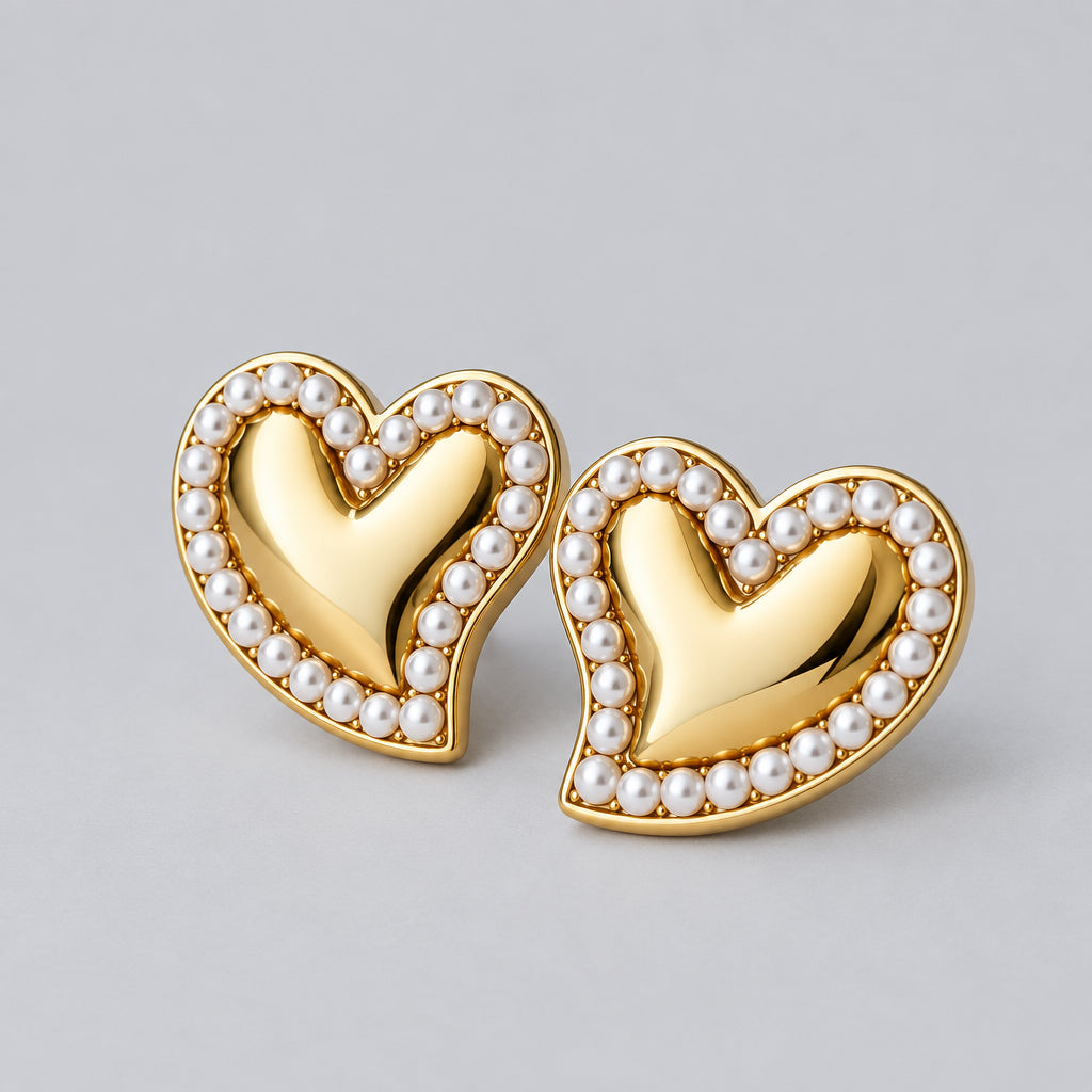 Boucles d'oreilles Cœur Perlé